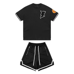 Fear Of God Essentials Graphic T-Shirt & Shorts Set – Black Contrast Streetwear Two Piece Outfit