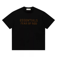 Fear of God Essentials Leopard Print Letter Logo Loose Crew Neck Short Sleeve T-Shirt