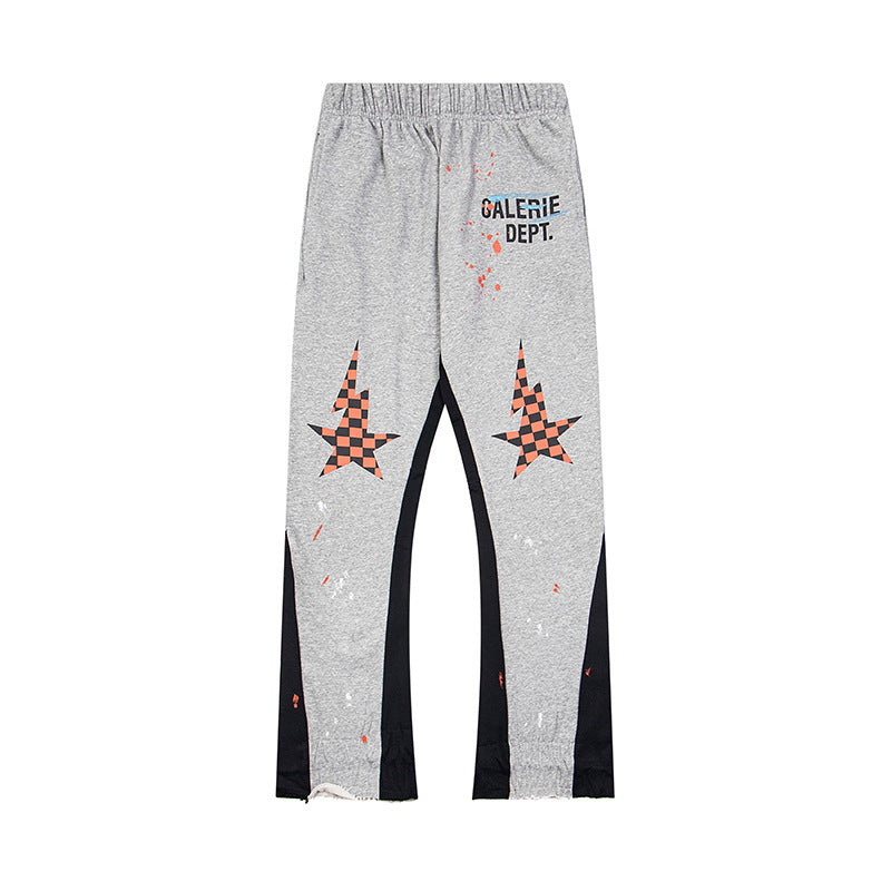 Gallery Dept Heather Grey Checkered Star Flare Sweatpants