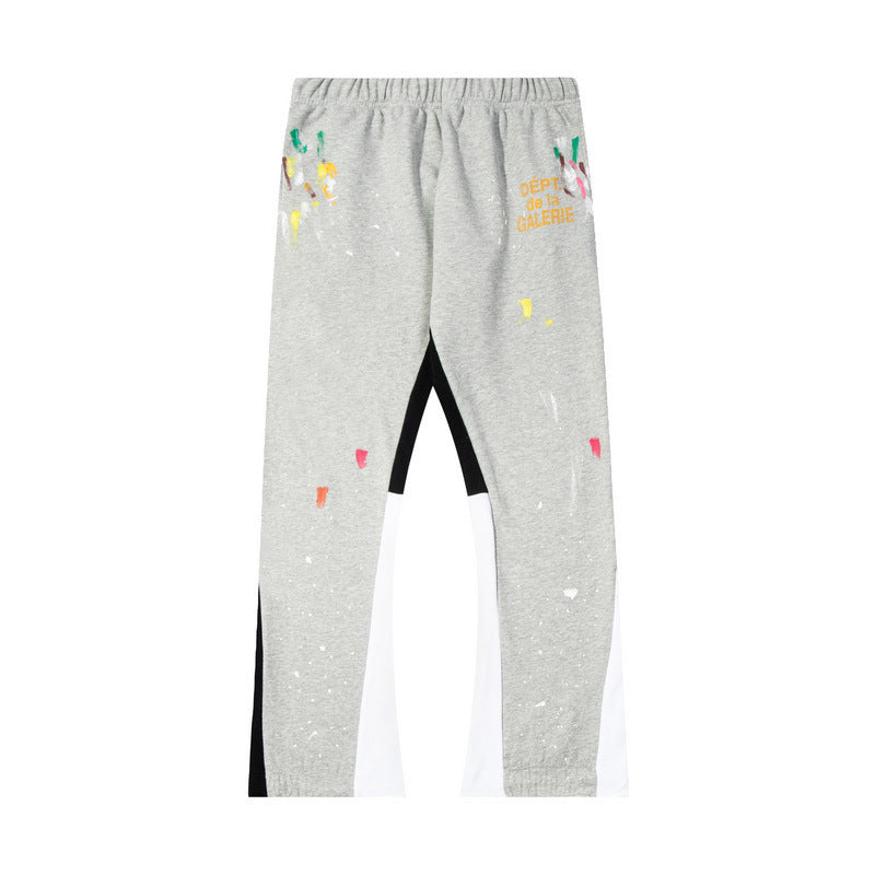 Gallery Dept Grey Artistic Splatter Mixed Panel Flare Sweatpants
