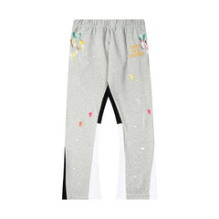 Gallery Dept Grey Artistic Splatter Mixed Panel Flare Sweatpants