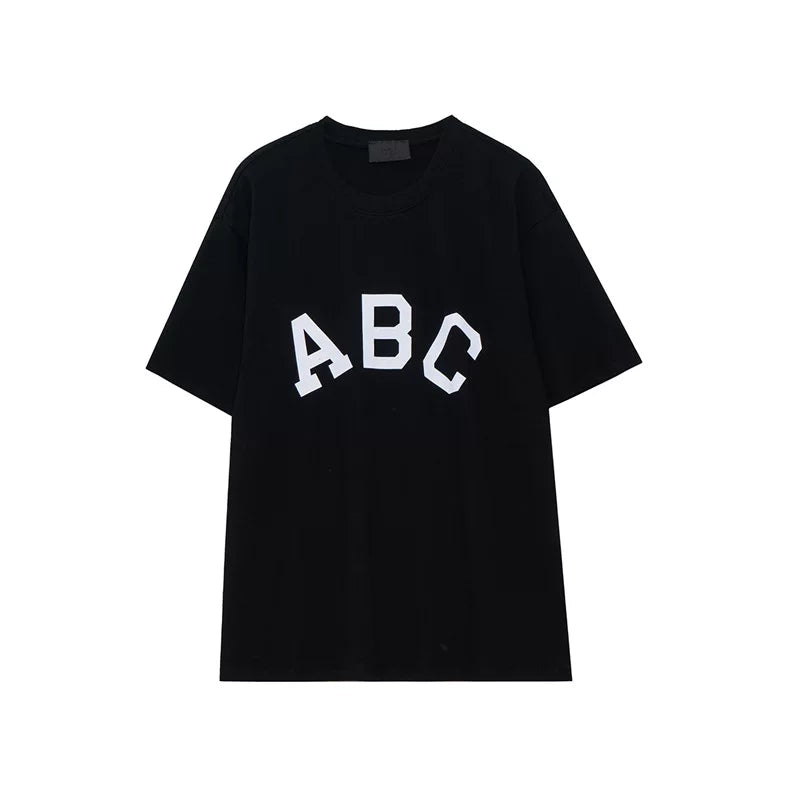 FEAR OF GOD Main Line ABC Letter Plush Cotton T-shirt FOG Summer High Street Loose Men and Women Couple Short Sleeves