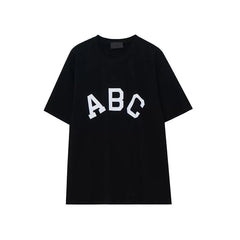 FEAR OF GOD Main Line ABC Letter Plush Cotton T-shirt FOG Summer High Street Loose Men and Women Couple Short Sleeves