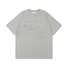 ESSENTIALS 3D embossed letter short sleeved T-shirt European and American high street FOG double line couple round neck loose fit