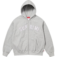 Supreme Arch Logo Zip‑Up Hoodie Grey