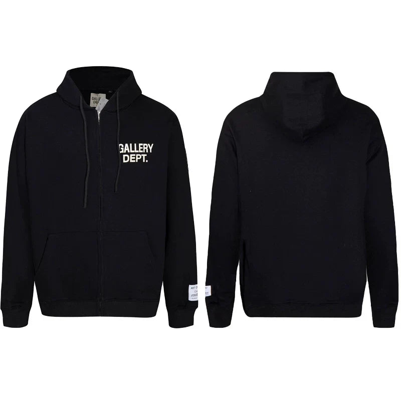 GALLERY DEPT LOGO ZIP UP HOODIE BLACK