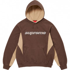 Supreme Color‑Block Script Hoodie Brown