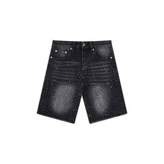 GALLERY DEPT RHINESTONE BLACK DENIM JORT SHORTS