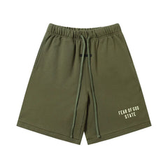 FOG ESSENTIALS Double Line Sports and Leisure Set, Advanced Loose Round Neck Short sleeved T-shirt, Pure Cotton Shorts, Trendy (3)