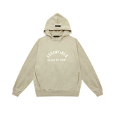 Fear Of God Essentials Classic Logo Pullover Hoodie – Neutral Tone Streetwear Style