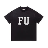FEAR OF GOD American style letter printed short sleeved T-shirt for both men and women, loose casual black top, trendy