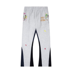 Gallery Dept Heather Grey Paint Splatter Patchwork Flare Sweatpants