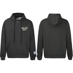 GALLERY DEPT LOGO ZIP UP HOODIE BLACK