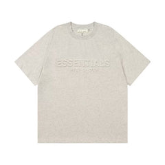 ESSENTIALS 3D embossed letter short sleeved T-shirt European and American high street FOG double line couple round neck loose fit