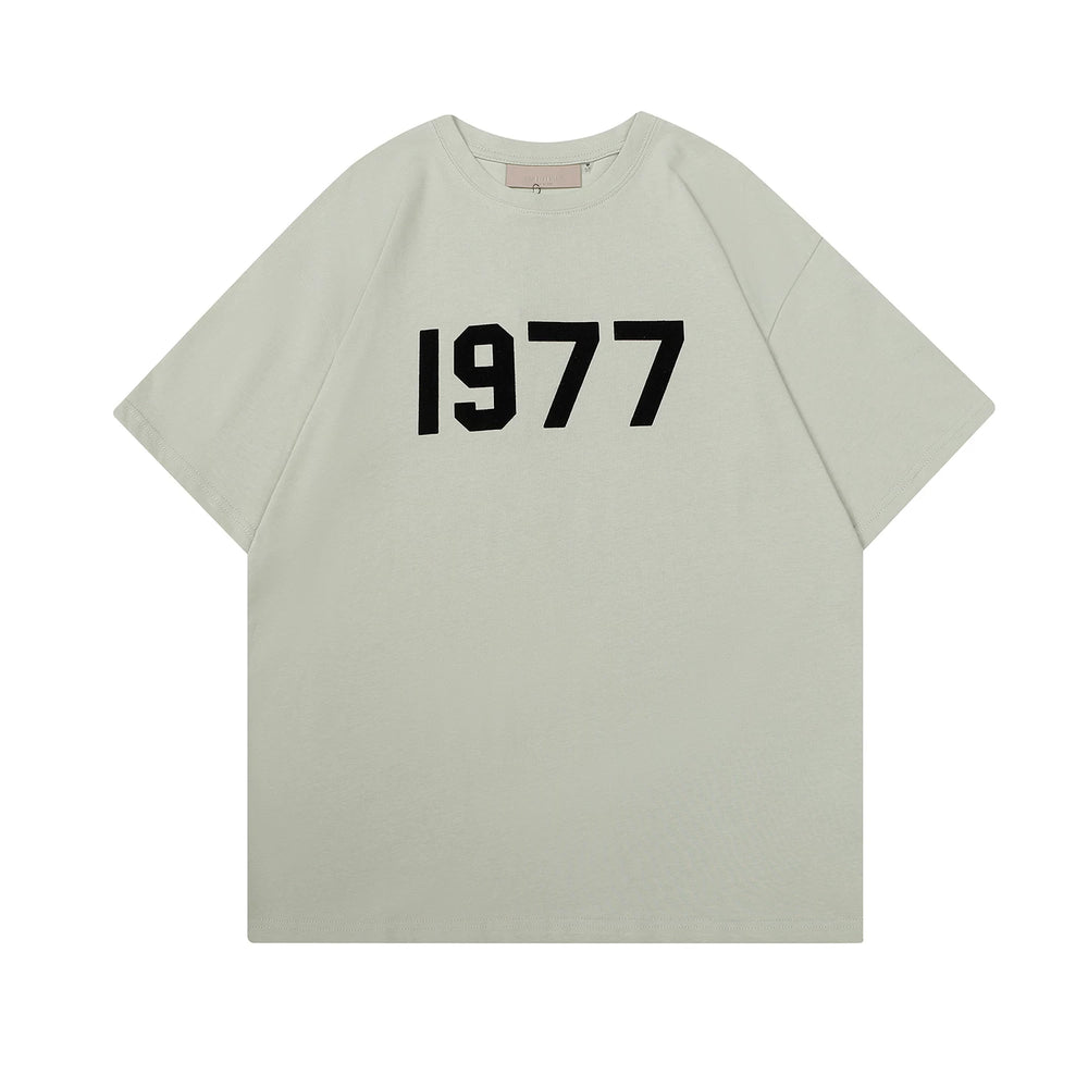 ESSENTIALS Double Line High Street Men's and Women's Summer Casual Loose Plush 1977 Short Sleeve T-shirt Large Size Couple's Wear (4)
