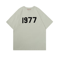 ESSENTIALS Double Line High Street Men's and Women's Summer Casual Loose Plush 1977 Short Sleeve T-shirt Large Size Couple's Wear (4)