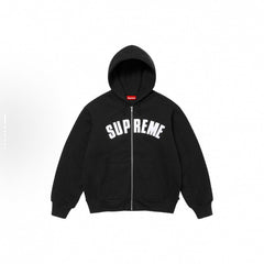 Supreme Black Arc Logo Zip‑Up Hoodie