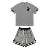 Fear Of God Essentials Graphic T-Shirt & Shorts Set – Grey Contrast Streetwear Two Piece Outfit