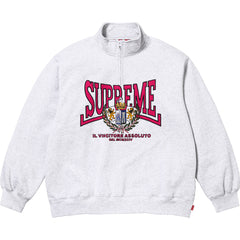 Supreme Crest Logo Heather Grey Quarter‑Zip Sweatshirt