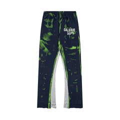 Gallery Dept Navy Green Tie Dye Flare Sweatpants