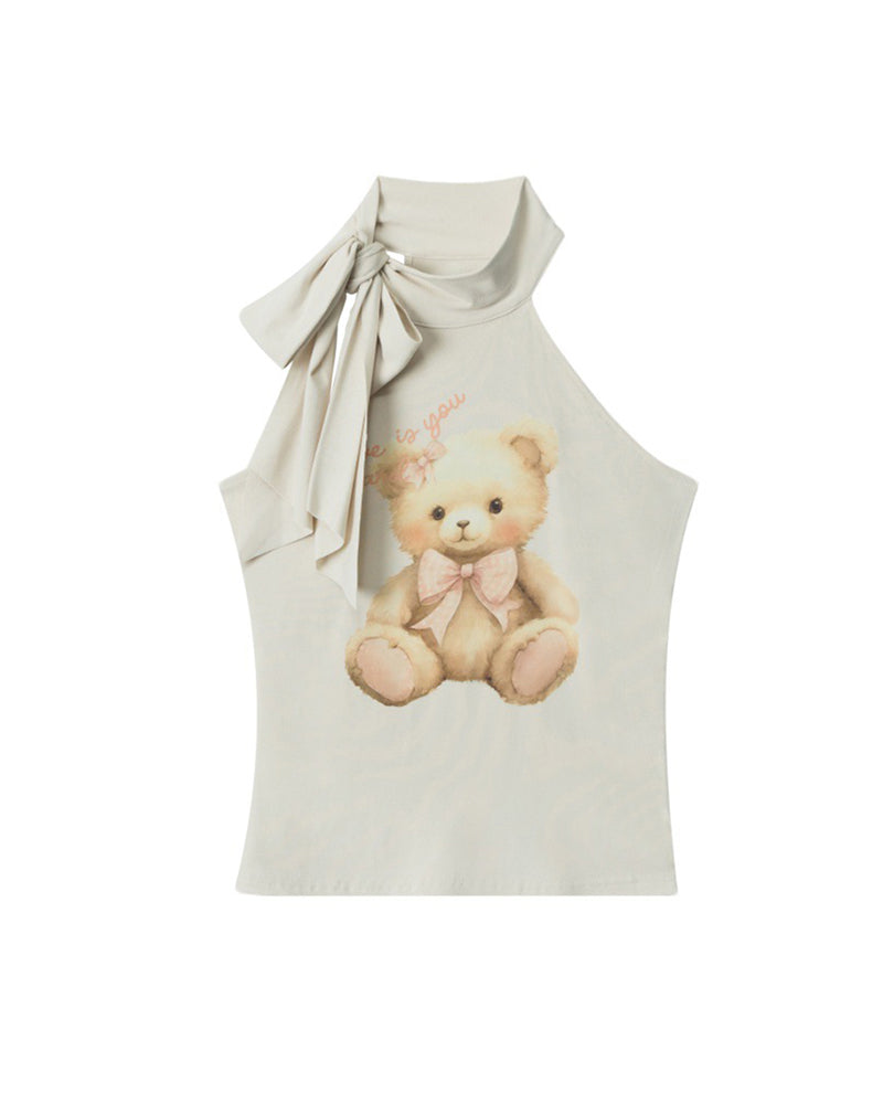 Bear halter neck sleeveless top