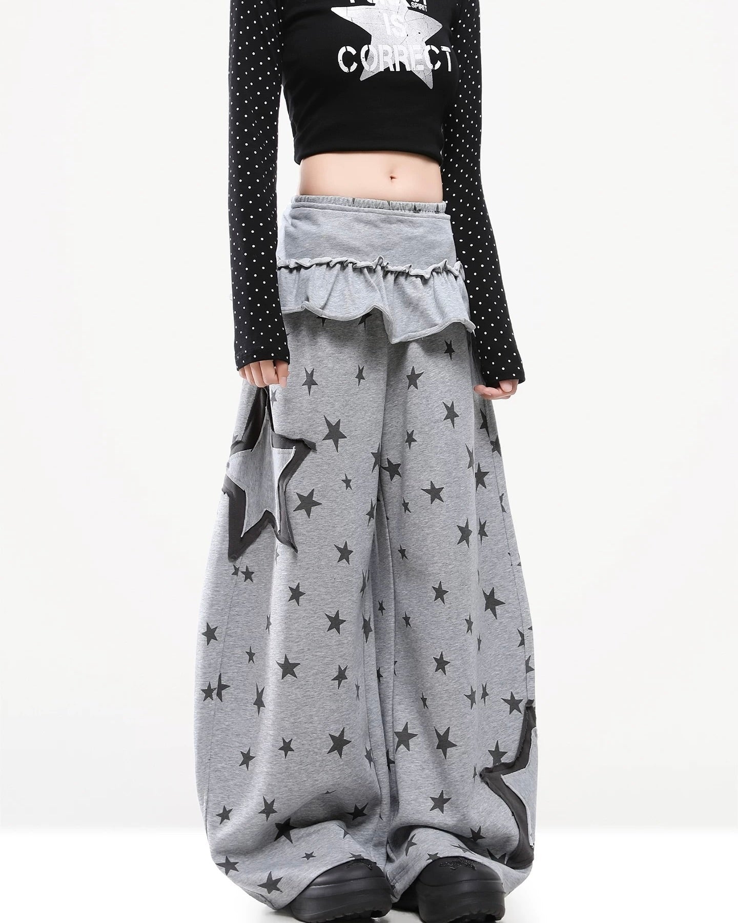 Patchwork color-blocked casual pants