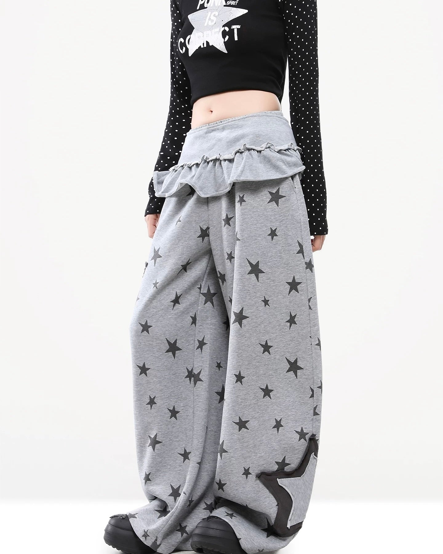 Patchwork color-blocked casual pants