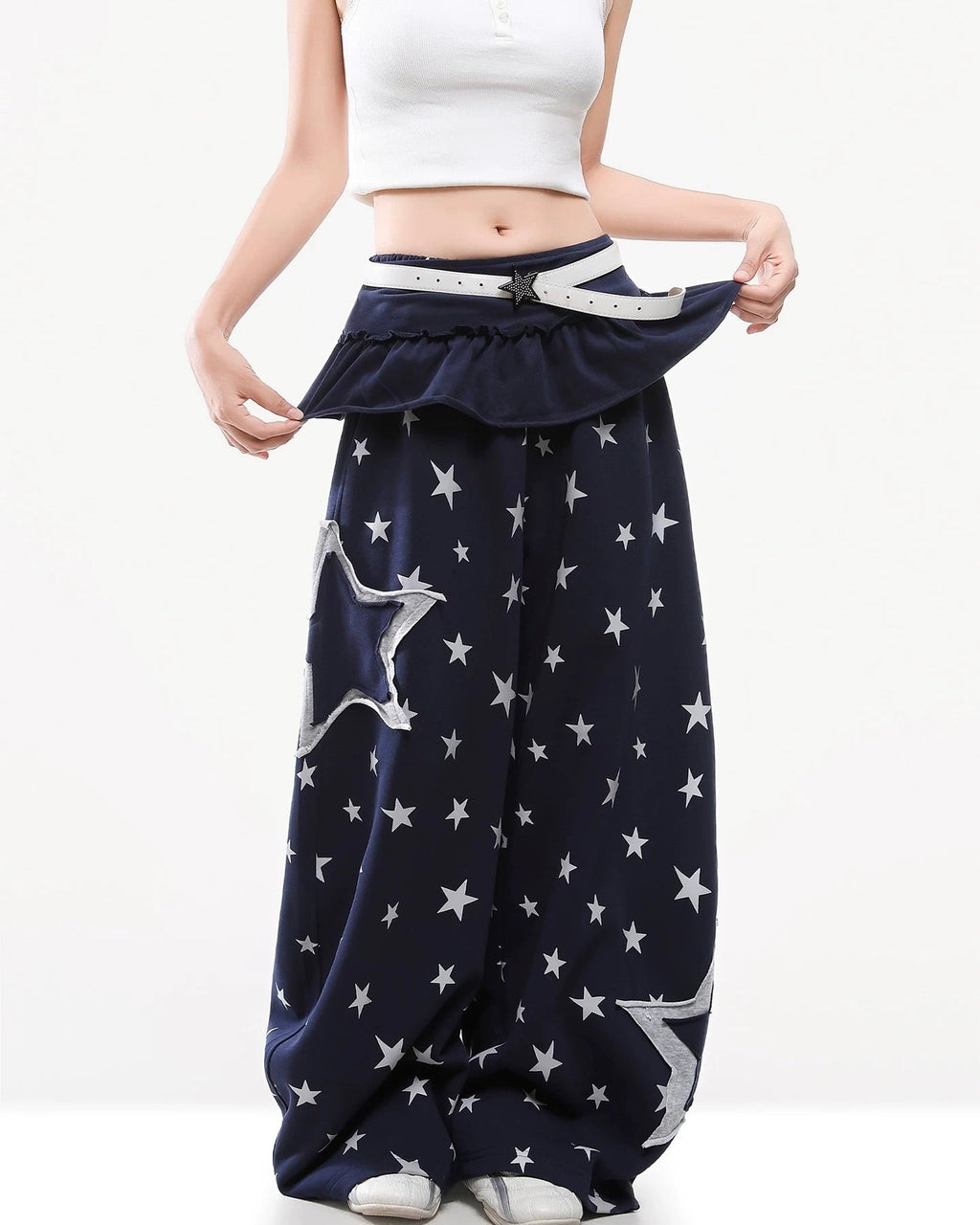 Patchwork color-blocked casual pants