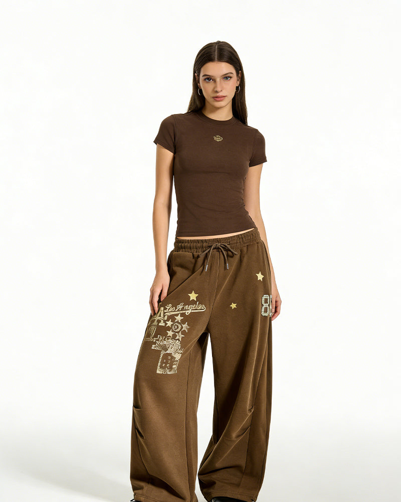 Retro letter casual pants