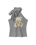 Bear halter neck sleeveless top