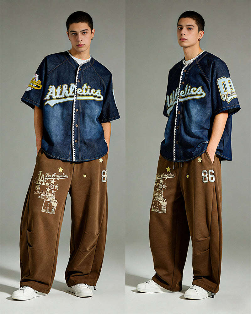 Retro letter casual pants