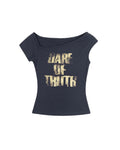 Asymmetrical neckline, fitted short-sleeved top (women's)
