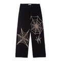 Men Jeans Winter Print Loose Wide Leg Jeans