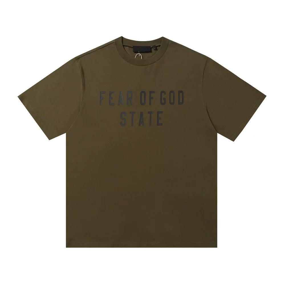 FOG ESSENTIALS Double Line Sports and Leisure Set, Advanced Loose Round Neck Short sleeved T-shirt, Pure Cotton Shorts, Trendy (5)