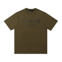 FOG ESSENTIALS Double Line Sports and Leisure Set, Advanced Loose Round Neck Short sleeved T-shirt, Pure Cotton Shorts, Trendy (5)