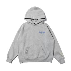 Fear Of God Essentials Blue Contrast Chest Logo Heather Grey Hoodie