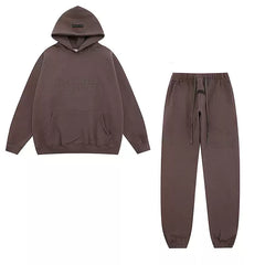 ESSENTIALS Dark Brown Tone‑On‑Tone Tracksuit Set