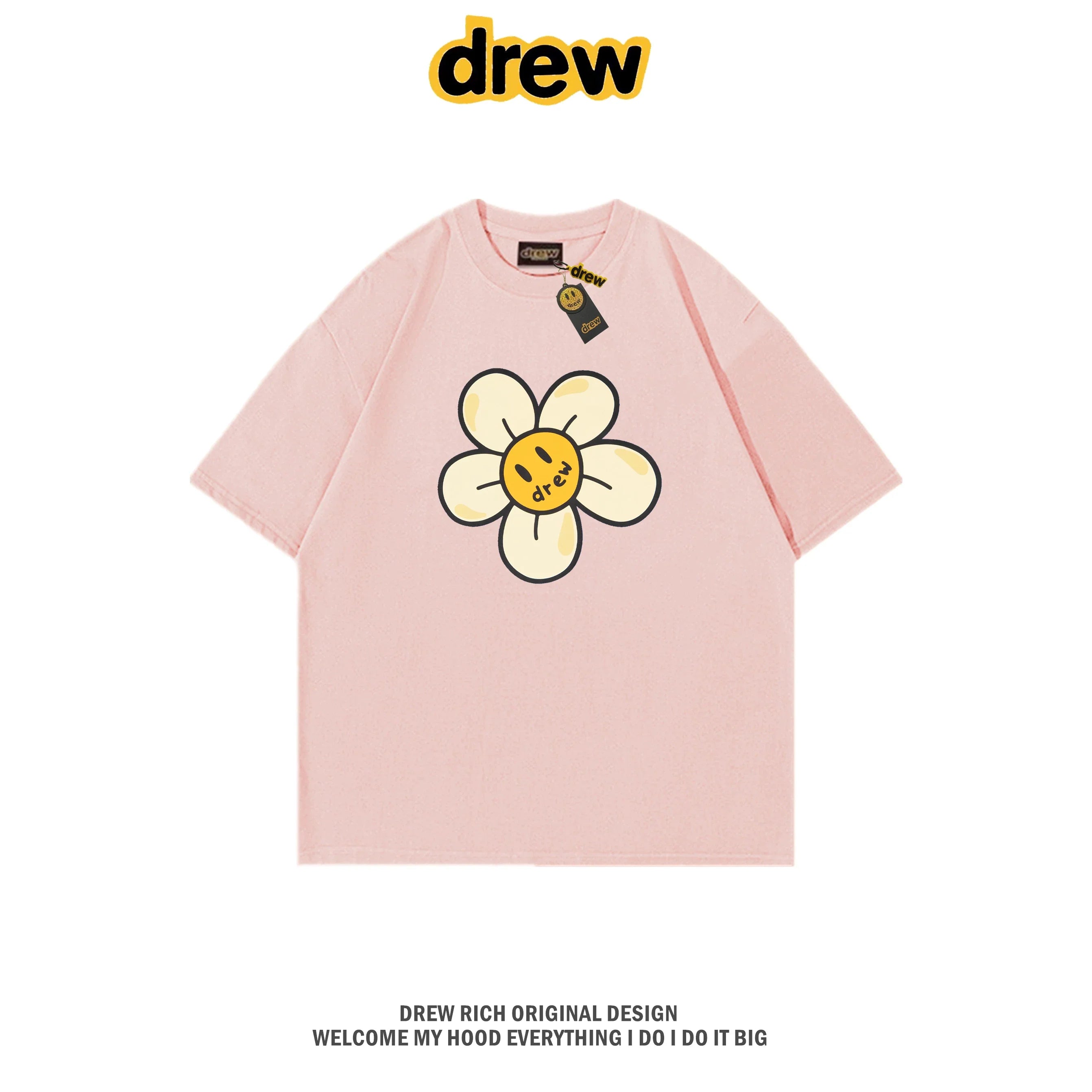 Drew House Daisy Smiley Graphic Oversized Cotton T-Shirt, Soft Pink