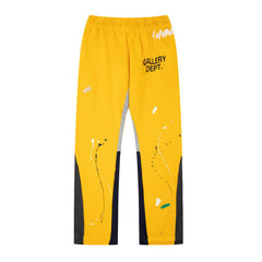 Correct version gallery dept hand-painted splashed ink splicing drawstring high street casual bathroom pants micro flared long pants for men (11)