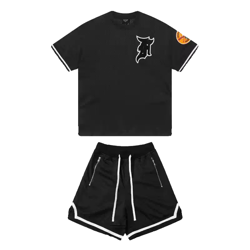 Fear Of God Essentials Graphic T-Shirt & Shorts Set – Black Contrast Streetwear Two Piece Outfit
