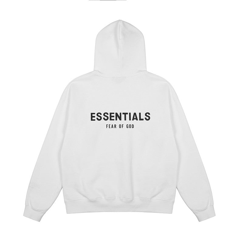 Fear Of God Essentials Solid White Plain Pullover Hoodie
