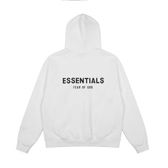 Fear Of God Essentials Solid White Plain Pullover Hoodie