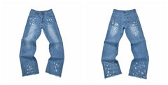 Gallery Dept Blue Splash Paint Distressed Jeans