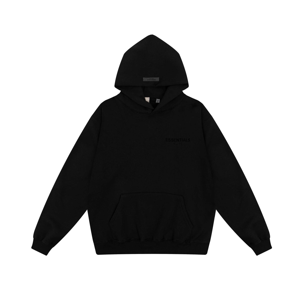 Fear Of God Essentials Black Tone-On-Tone Logo Pullover Hoodie