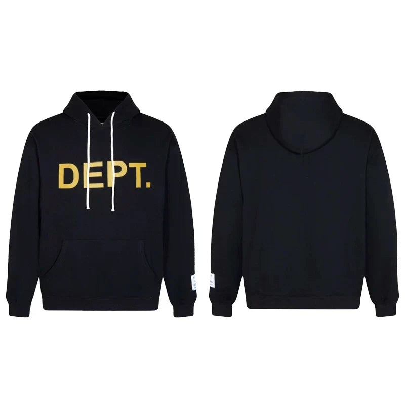 GALLERY DEPT DEPT GOLD LOGO HOODIE BLACK