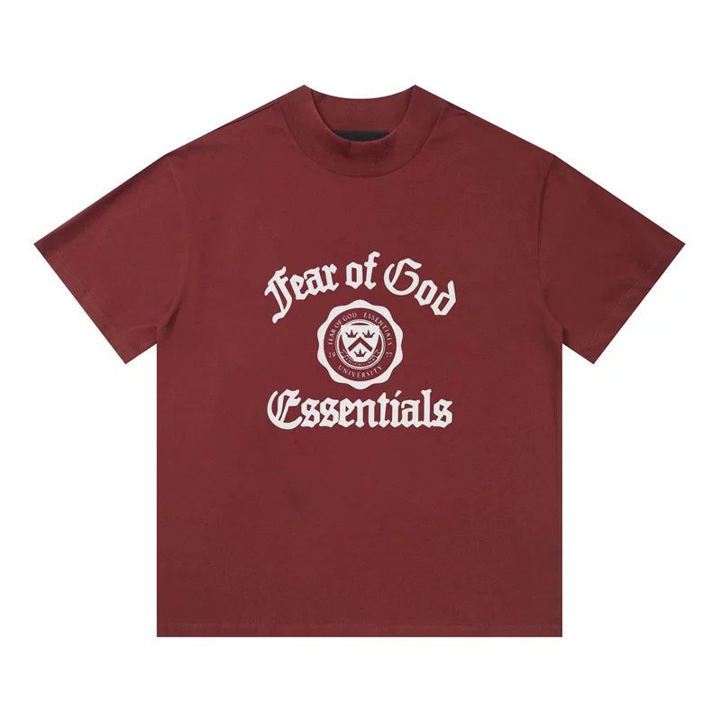 Fear of God Essentials Vintage Crest Graphic Mock Neck Short Sleeve T-Shirt