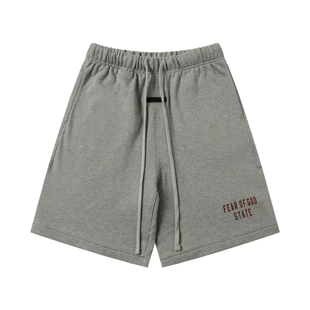 FOG ESSENTIALS Double Line Sports and Leisure Set, Advanced Loose Round Neck Short sleeved T-shirt, Pure Cotton Shorts, Trendy (9)