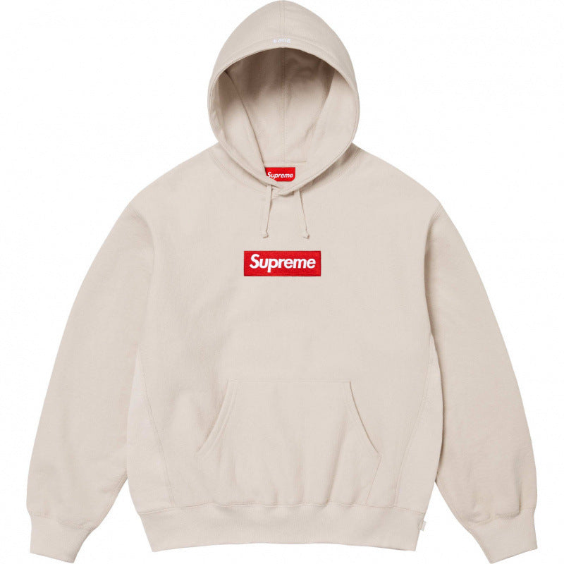 Supreme Beige Red Box Logo Pullover Hoodie