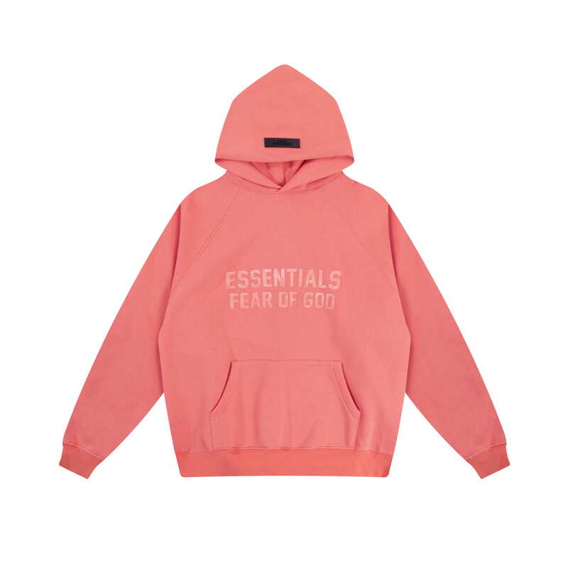 Fear of God Essentials Tonal Front Logo Pullover Hoodie Coral Pink