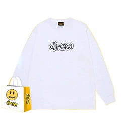 Drew White Smiley Graphic Relaxed-Fit Cotton Long-Sleeve